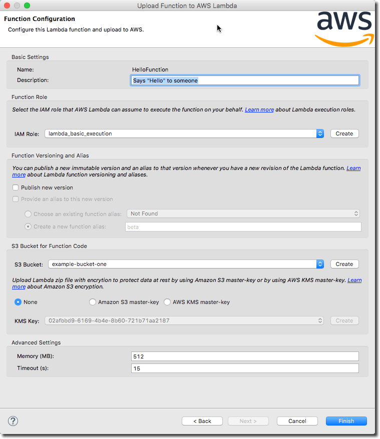 Configure AWS Lambda Java Function
